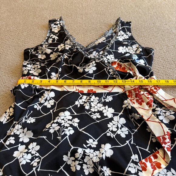 Jonathan Martin Dress Wrap Midi Sleeveless Floral Black Red White Sz 8 #279206 - Picture 6 of 12